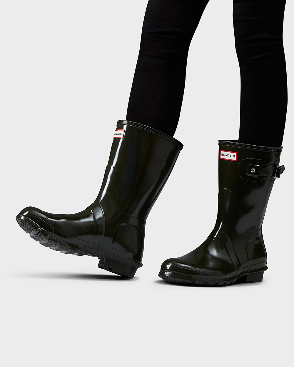 Women Hunter Original Gloss | Short Rain Boots Dark Olive | NZ-97834-UJDY